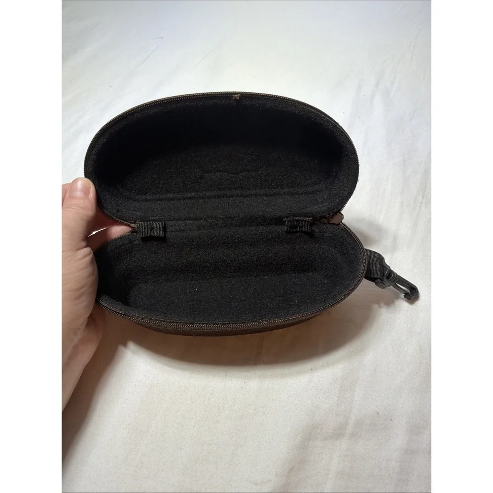 MAUI JIM Sunglasses Zippered Hard Clam Shell Sport Case Brown w/ Carabiner Clip